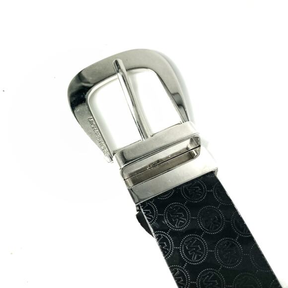 NEW MK MICHAEL KORS Silver Buckle Black Faux Vegan Crocodile Leather Belt XL MICHAEL Michael Kors SZ Small 551009 Vegan Leather Croc  main image 3